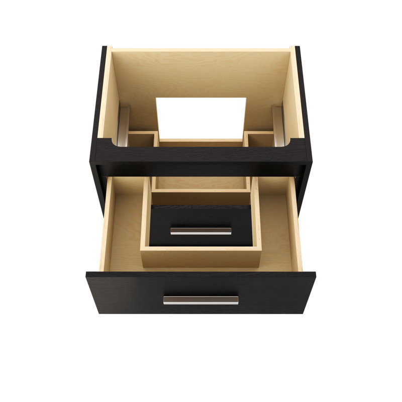 Rift White Oak Two-Drawer Single Bath Vanity, 30", Classic Black, Polished Chrome