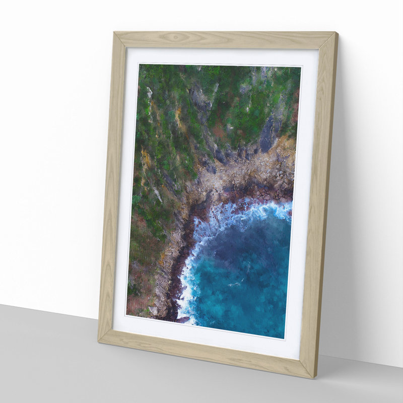 San Sebastian in Spain - Picture Frame Graphic Art on MDF, Oak Framed, 48cm H x 36cm W x 2cm D