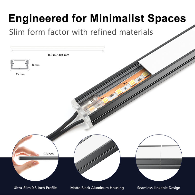 Ensemble d'éclairage à DEL sous l'armoire VST, barres lumineuses linéaires à contrôle tactile Cct 2700k-6500k, éclairage homologué UL90 Ra90 +, lumières d'armoire connectables pour comptoir de cuisine, bureau, tablette et table de lecture