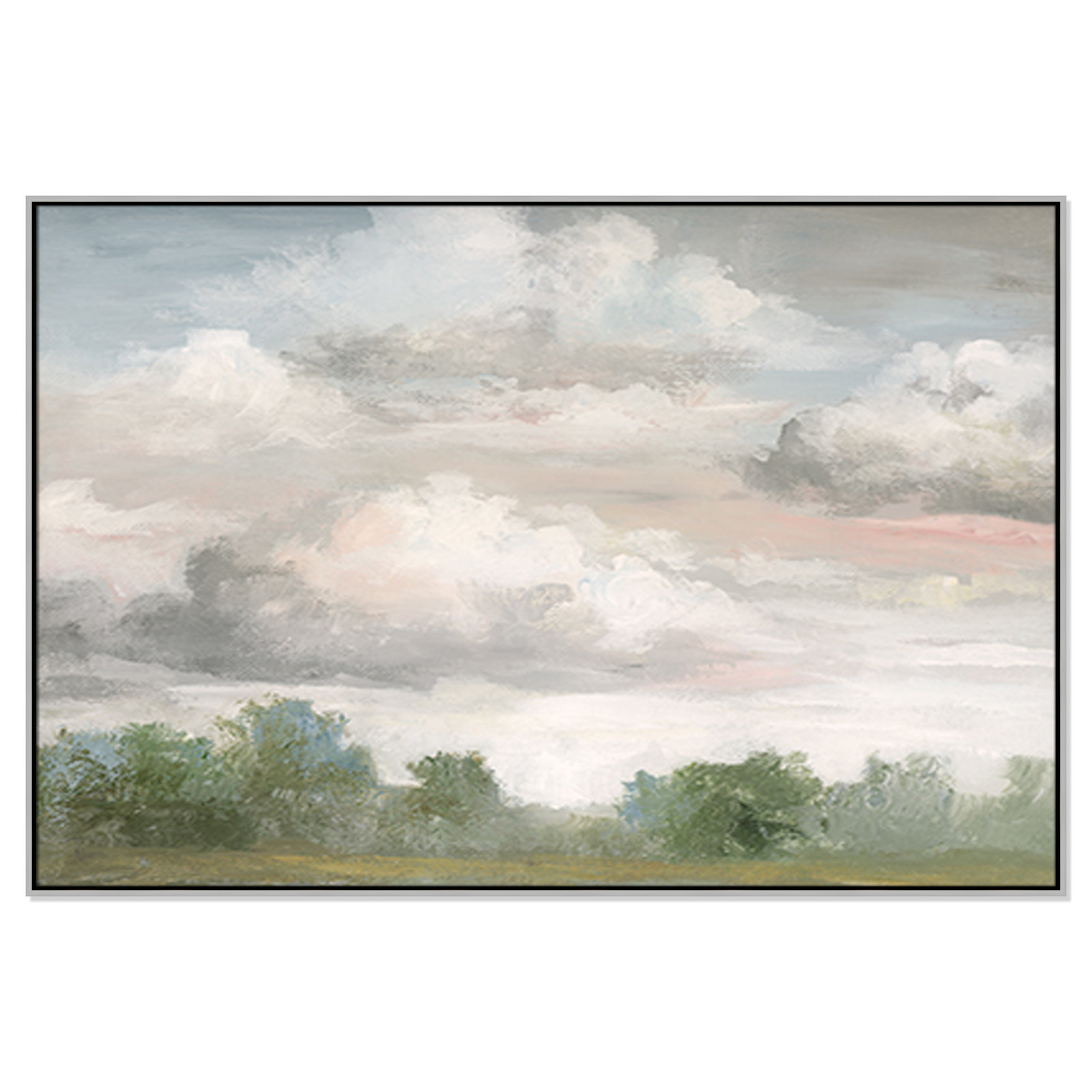 Frangia "Pastel Morning Sky" Print by Nan, 41.5" H x 61.5" W x 2" D, Silver Framed