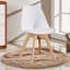 Christy 4 Person Dining set - a Round Plastic Dining Table with Wooden Legs and a Set of 4 Faux Leather Cushion Padded Dining Chairs for Dining Room - Modern Dining Table Set-718770521-718770530