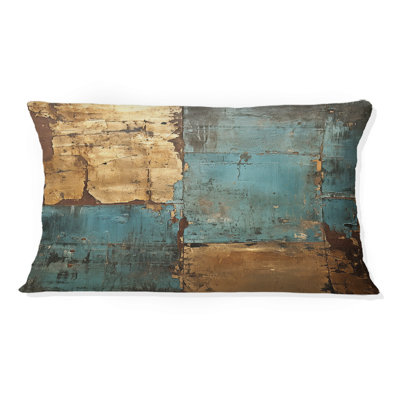 Coussin Kintsugi Retro Glam Vintage Gold On Turquoise - Abstract