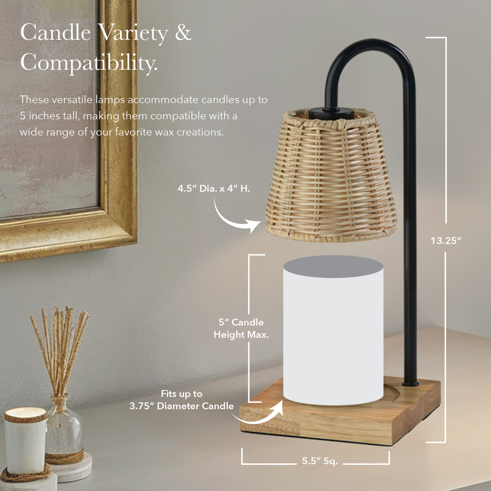 Ridgley Candlewarmer Lamp, Beige/Black