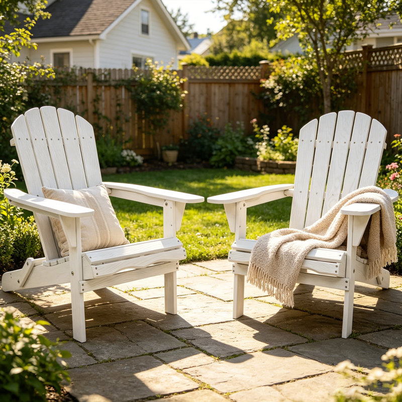 Ensemble de 2 chaises longues pliantes en bois massif Grain, White