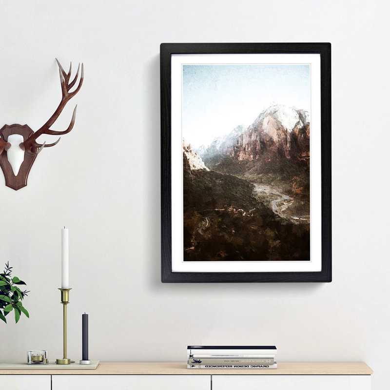 Angels Landing Trail in Zion National Park Utah 1 Piece Single Picture Frame Painting, 63cm H x 45cm W x 2cm D, Black Framed