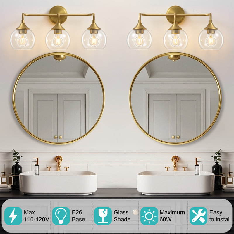 Scheider Dimmable Bathroom Vanity Light, Gold, 3
