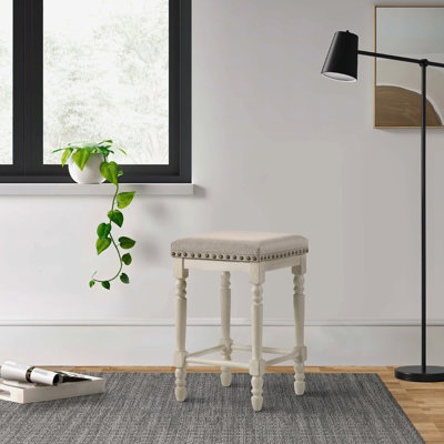 LeMenager Upholstered Counter Stool with Solid Wood Frame