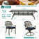 Meetwarm 9-Piece Outdoor Patio Dining Set, All Weather Cast Aluminum Patio Funiture Table And Chairs Set- 94.5" Rectangular Table And 2 Swivel Rocker Chairs, 6 Stationary, Umbrella Hole