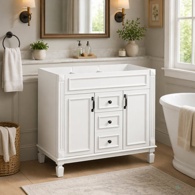 36'' Bathroom Vanity Without Top Sink, Cabinet Only, Modern Bathroom Storage Cabinet With 2 Soft Closing Doors
