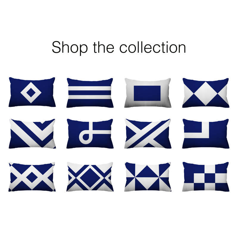 Coussin décoratif à motif géométrique intérieur / extérieur Alexis Diamond, Bleu marine