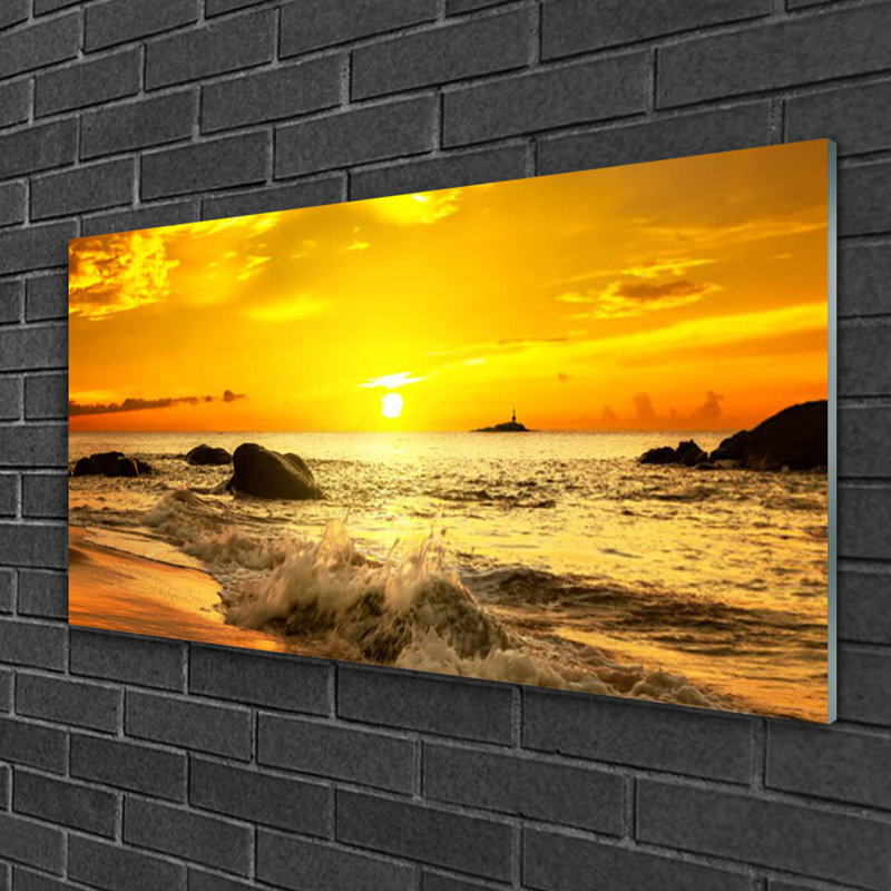Landscape Ocean Beach - Unframed Photograph on Glass