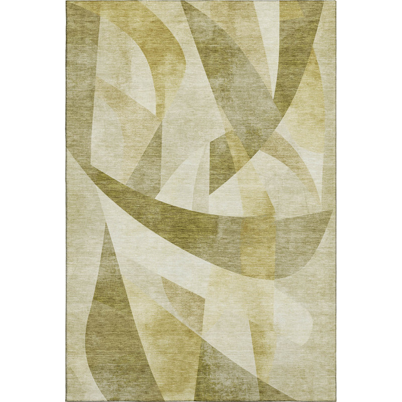 Premium Machine Washable Ashington AMF1836 Swirls Rug, Rectangle 8' x 10'