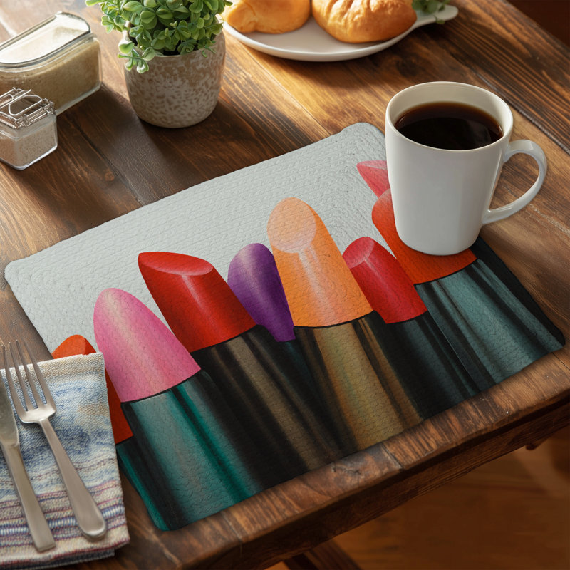 Lipstick Collection Braided Polyester Placemats Set of 4