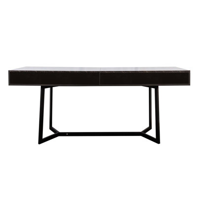 Bureau d'ordinateur 70,87 "Modern Black Modern, bureau d'étude et de travail, pieds en Y en métal