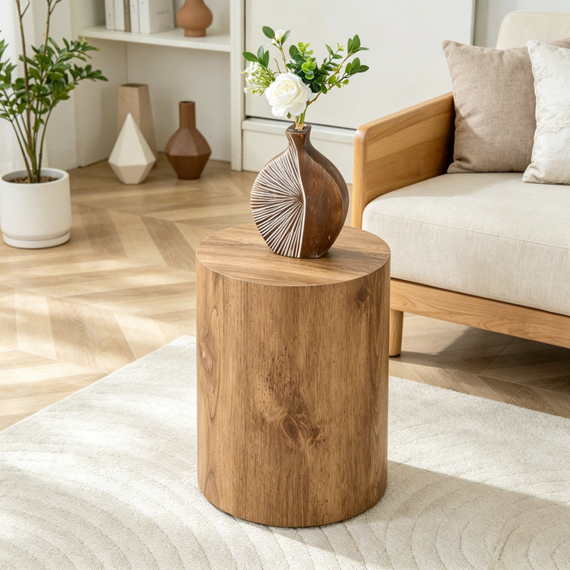 Table de bout ronde avec base robuste, H 15,7 po x l 11,8 po x P 11,8 po