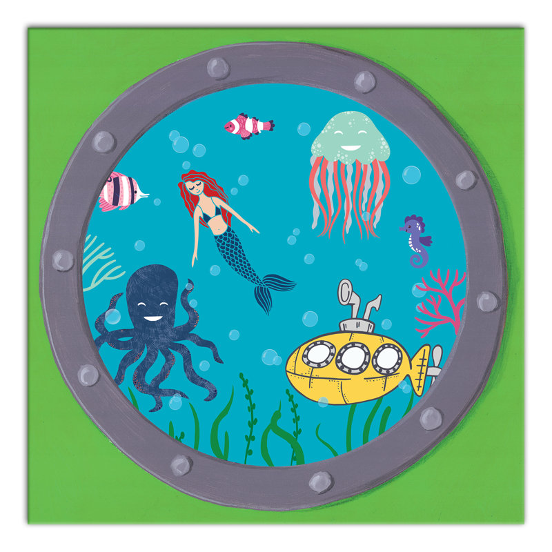 Art sous-marin de fenêtre sous-marin Mcchesney, H 12 po x l 12 po x P 1,25 po