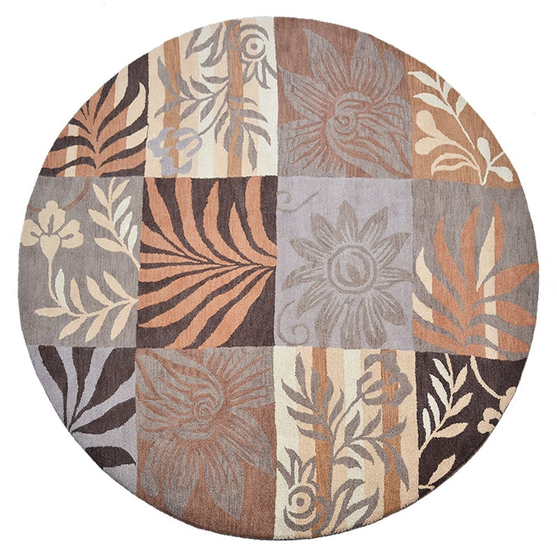 Lydecker Hand Tufted Wool Eco-Friendly Round Area Rugs - Round, Multicolor, Floral Modern Design, High Pile Thick Handmade Anti Skid Area Rugs for Living Room, Bed Room