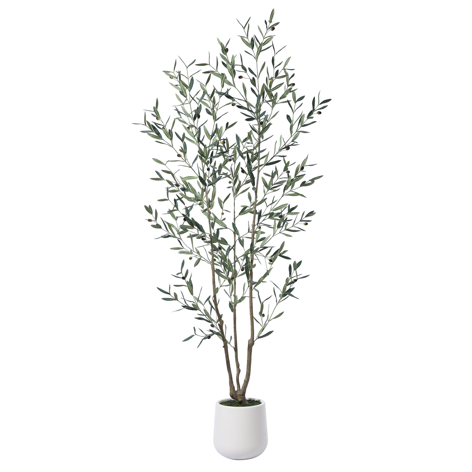 Adcock Artificial Olive Tree with Round Planter, 84" H x 28" W x 28" D