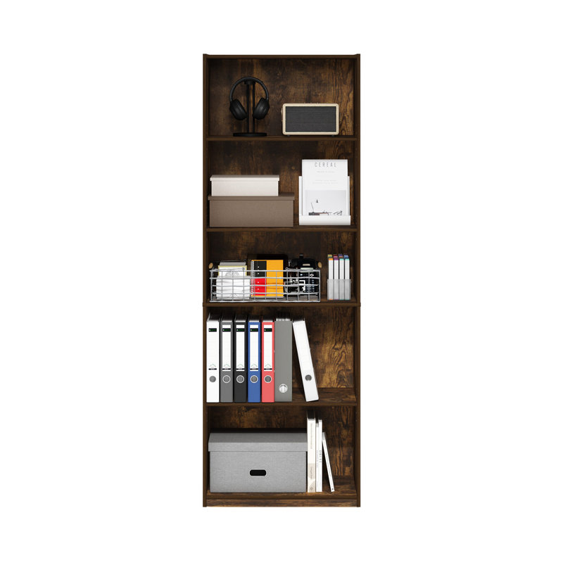 Stanwyck 62.99cm W Standard Bookcase, Amber Pine, (5 Shelves) 181.41cm H x 62.99cm W x 29.49cm D