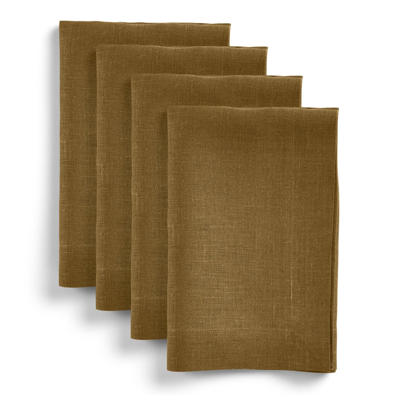 Diana - 100% Pure Linen Dinner Napkins, Toffee