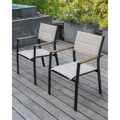 Chaises de patio empilables, ensemble de 2 chaises de patio empilables en aluminium Never-Rust