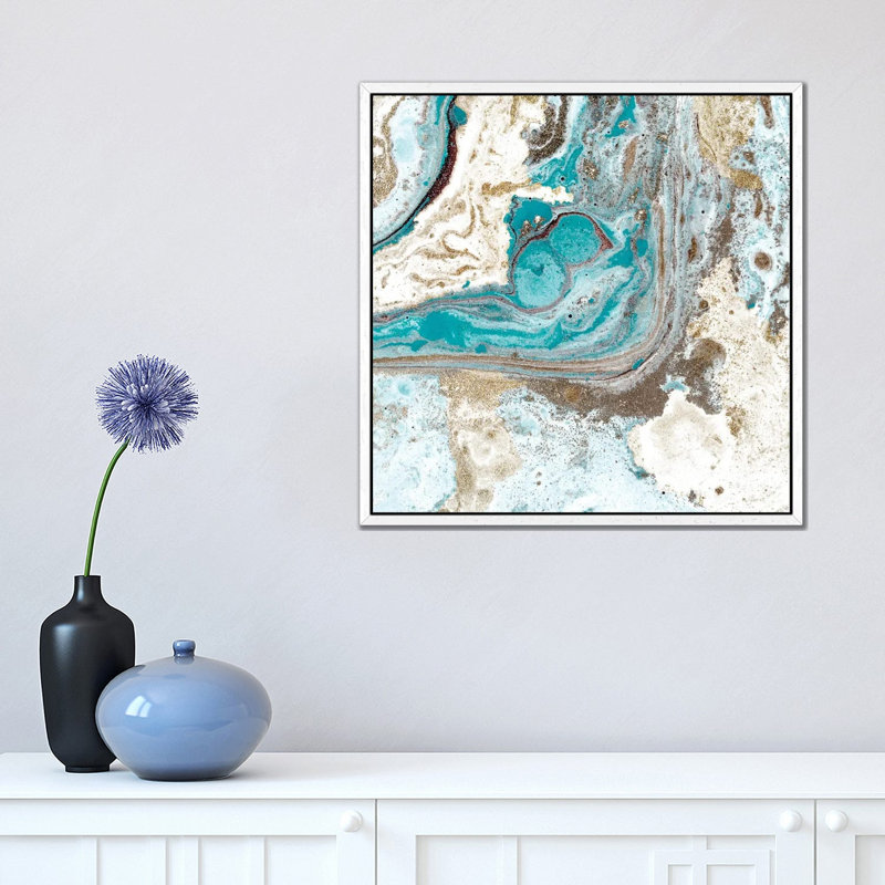 Turquoise I by Kimberly Allen - Print on Canvas, White Floater Frame, 45.72 cm H x 45.72 cm W