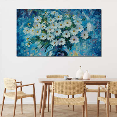White Daisy Bouquet - Wrapped Canvas Print