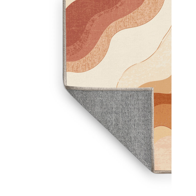 Tapis beige en coton délavé à la machine Easton, 4 x 6
