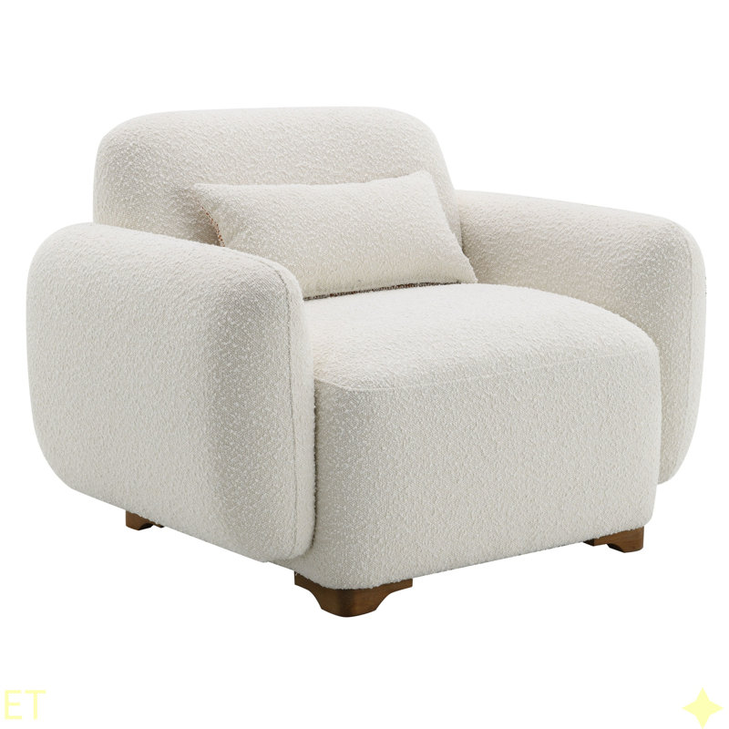 Fauteuil d'appoint Darius Beige Boucle avec 1 coussin décoratif