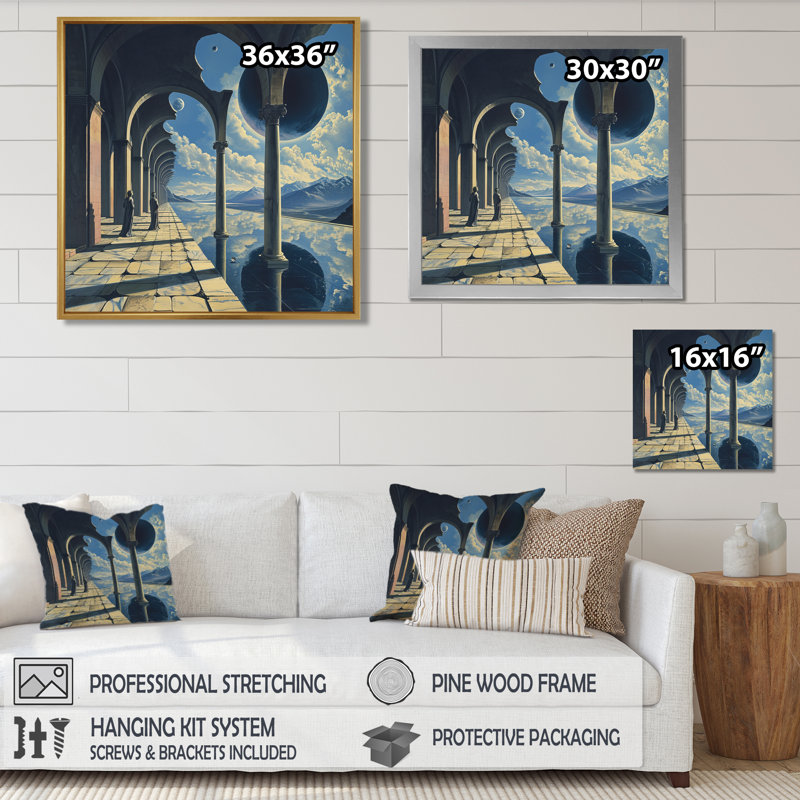 Fables de la terre oubliée - surréalisme, art mural, Toile tendue, H 16 po x l 16 po
