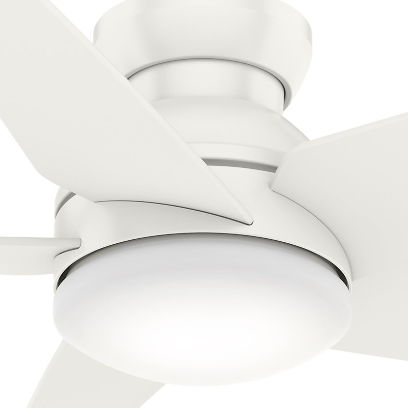 52" Isotope 5 - Blade LED Flush Mount Ceiling Fan with Wall Control and Light Kit Included, Fresh White