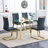 Modern Minimalist Rectangular Dining Table Tempered Glass Top Golden Metal Legs-671437361-671437365