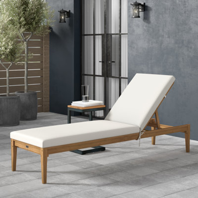 Outdoor Acacia Wood Chaise Lounge , Cushion Included