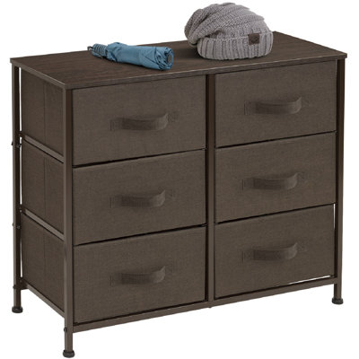  Commode 6 tiroirs Sorbus avec structure en acier, plateau en bois, bacs en tissu