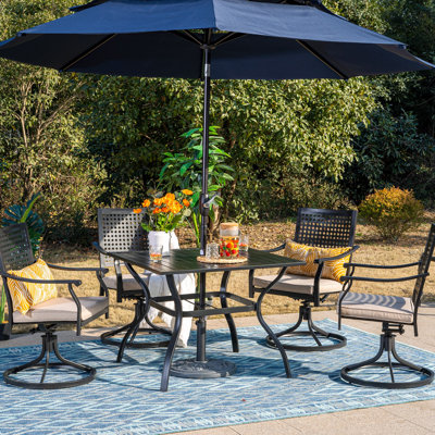 Williamsburg 4 - Person Patio Dining Set with Square Table , Cushions Included