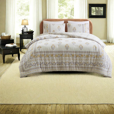 -Piece Full/Queen Bedding Sets, Cotton-Blend Polyester, Blush Gold Cottage