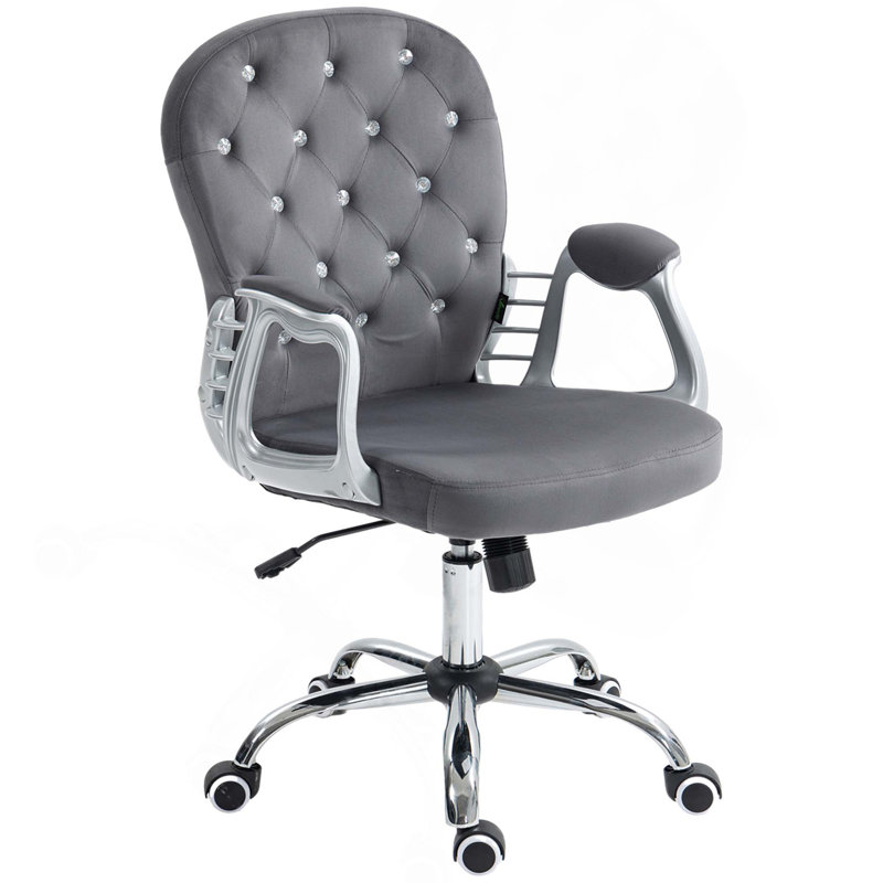 Kimar Chair with Padded Armrests, Light Gray, Velvet