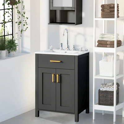 Bathroom Vanity Combo With Ceramic Sink,luxurious Space-saving Vanity