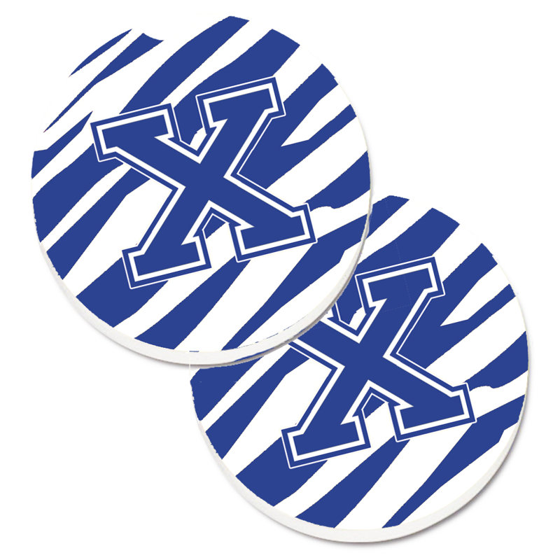 Sous-verre à cogramme initial de q tiger, X, Bleu / Blanc