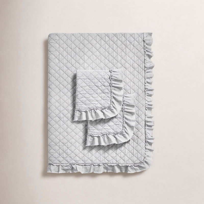 Bashira Modern & Contemporary Polyester Quilt, Full Quilt + 2 Full Shams, Light Grey