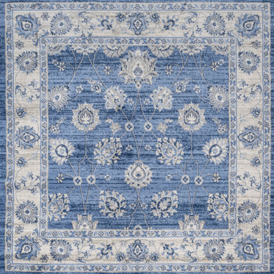 Fenley Modern Persian Vintage Moroccan Traditional Blue/Ivory Rug