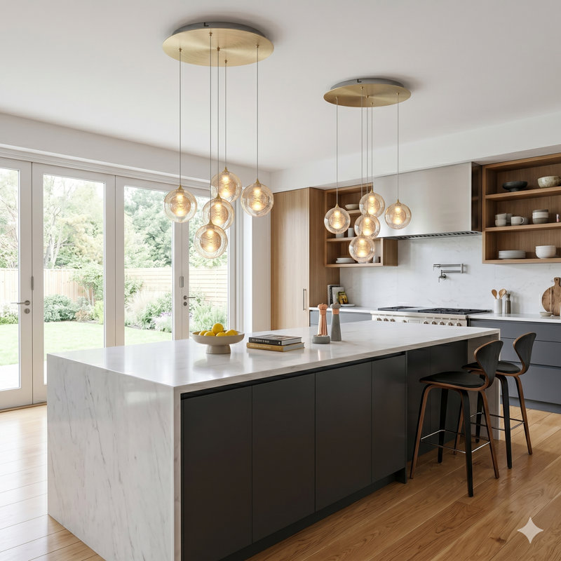 Riverdale 5 - Light Cluster Pendant, Brushed Brass