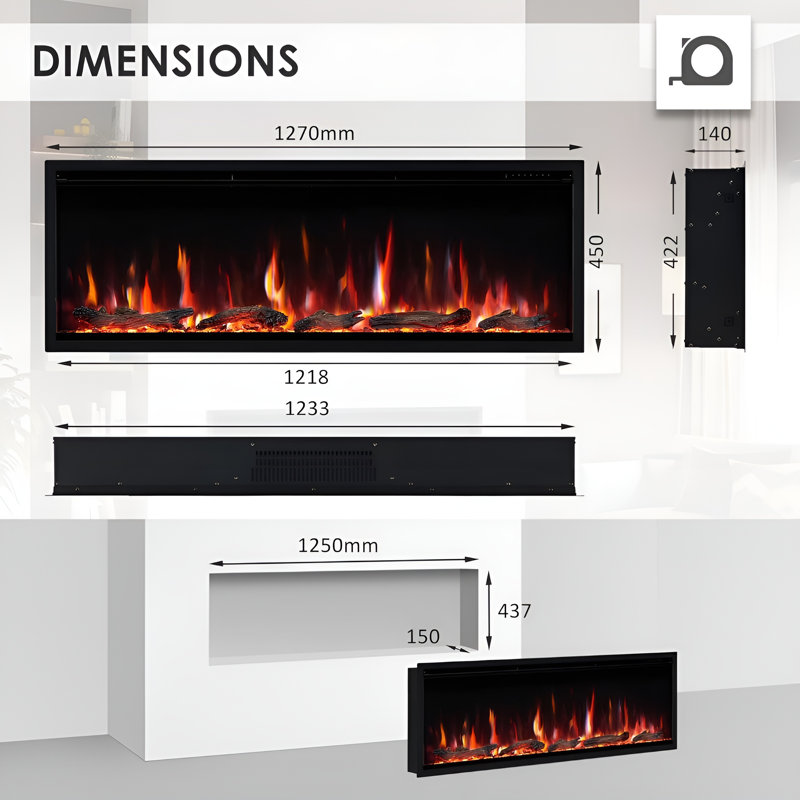 FLAMEKO Avena, 45cm H x 122cm W x 14cm D