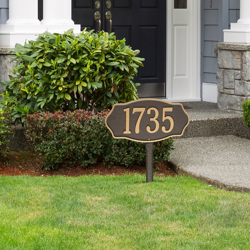 Hampshire 1-Line Lawn Address Sign, Bronze/Gold, Yes