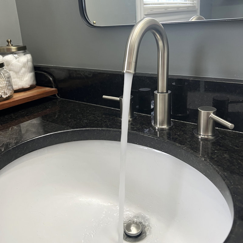 Lulani St. Lucia Widespread Bathroom Faucet with Drain Assembly, Brushed Nickel