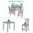 5 Piece Dining Table Set, Wooden Dining Square Table Set for 4, Counter Height Kitchen Table Set with Square Table and 4 Upholstered Chairs for Small Space, Grey