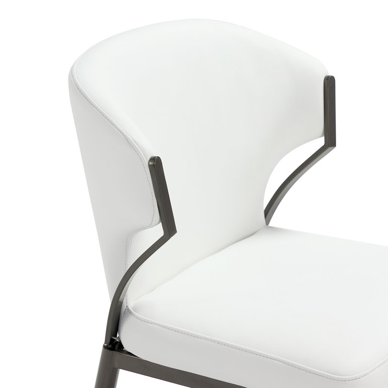 Chaise rembourrée en cuir Kirsten, Blanc / Blanc