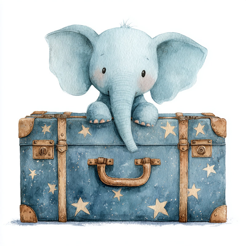 «Baby Elephant Traveller», art mural sur toile tendue