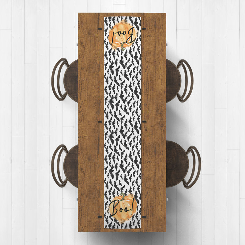 Harold Geometric Halloween Table Runner, 90" L x 16" W