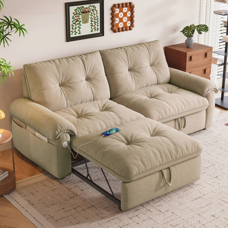 Canapé en tissu Mid-Century, Tissu brun